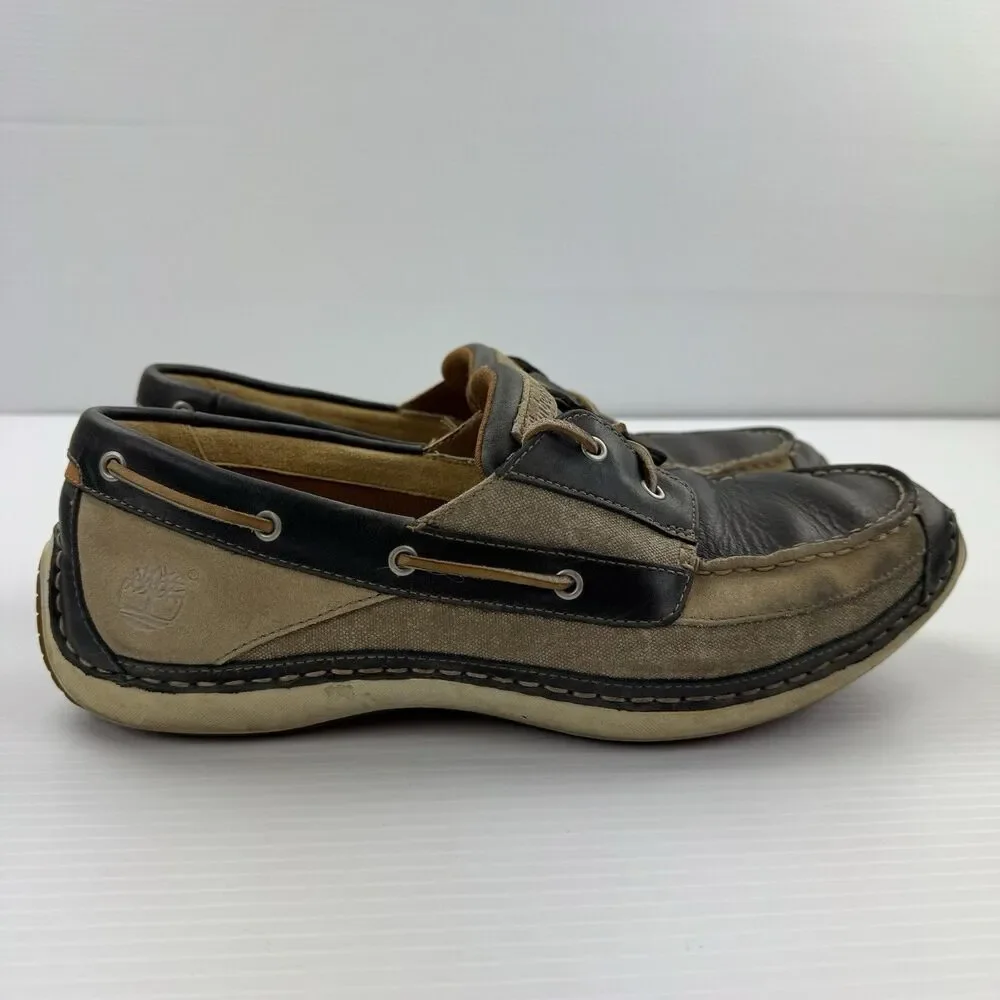Timberland Men’s Annapolis 2I Leather Boat Shoes Blue Size 12 M Moc Toe